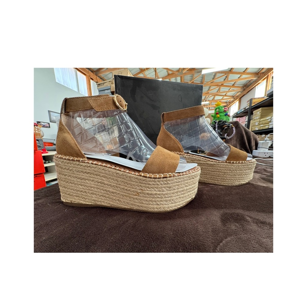 Aqua Ria Suede espadrille Wedge Sandals size 5.5